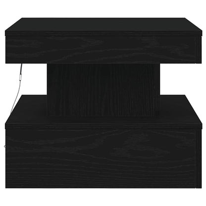 Tavolino da Salotto con Luci LED Rovere Nero 50x50x40 cm | homemem39