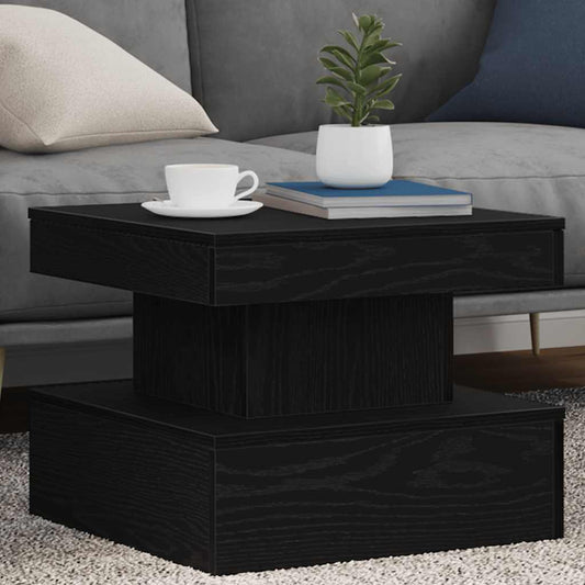 Tavolino da Salotto con Luci LED Rovere Nero 50x50x40 cm | homemem39