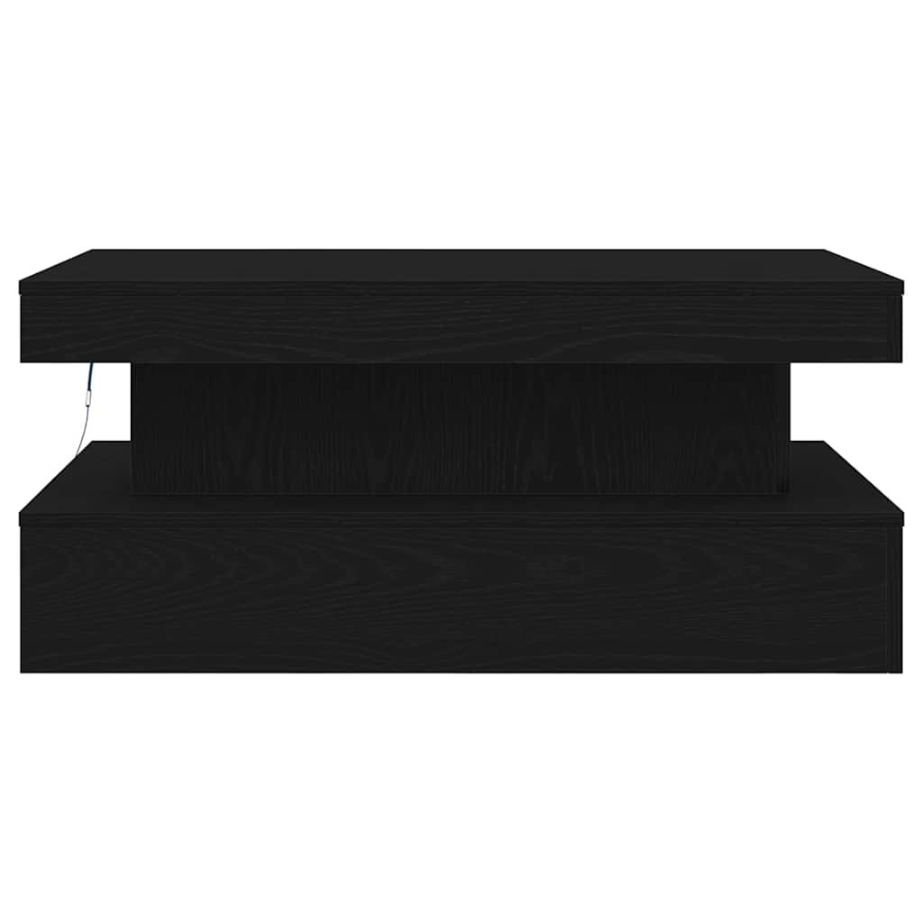 Tavolino da Soggiorno con Luci LED Rovere Nero 90x50x40 cm