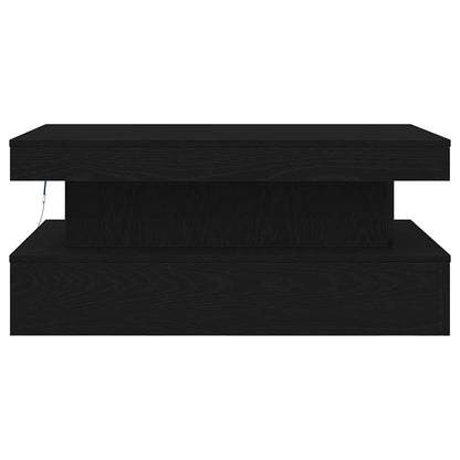 Tavolino da Soggiorno con Luci LED Rovere Nero 90x50x40 cm