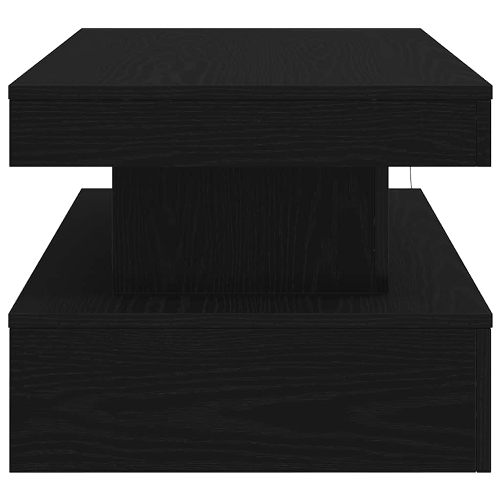 Tavolino da Soggiorno con Luci LED Rovere Nero 90x50x40 cm