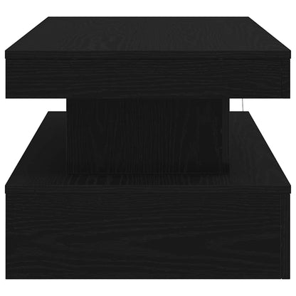 Tavolino da Soggiorno con Luci LED Rovere Nero 90x50x40 cm