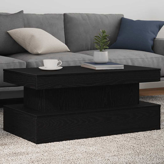 Tavolino da Soggiorno con Luci LED Rovere Nero 90x50x40 cm | homemem39