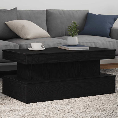 Tavolino da Soggiorno con Luci LED Rovere Nero 90x50x40 cm