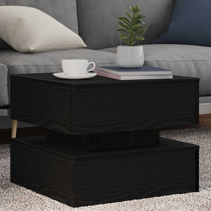 Tavolino da Salotto con Luci LED Rovere Nero 50x50x40 cm