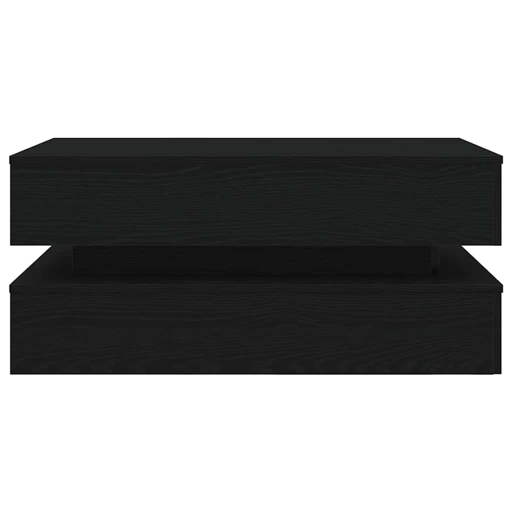 Tavolino da Soggiorno con Luci LED Rovere Nero 90x50x40 cm