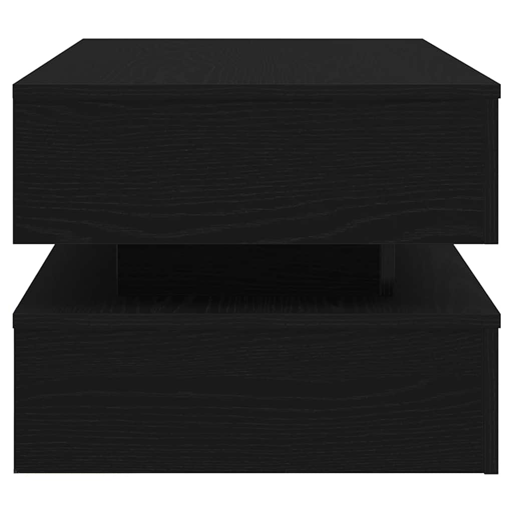 Tavolino da Soggiorno con Luci LED Rovere Nero 90x50x40 cm