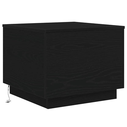 Tavolino da Salotto con Luci LED Rovere Nero 50x50x40 cm