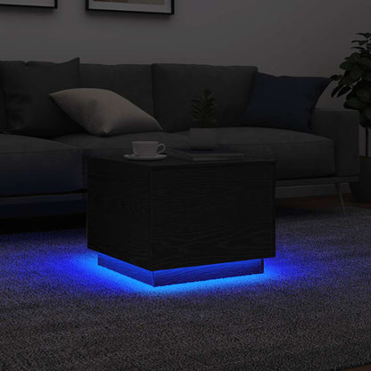 Tavolino da Salotto con Luci LED Rovere Nero 50x50x40 cm | homemem39