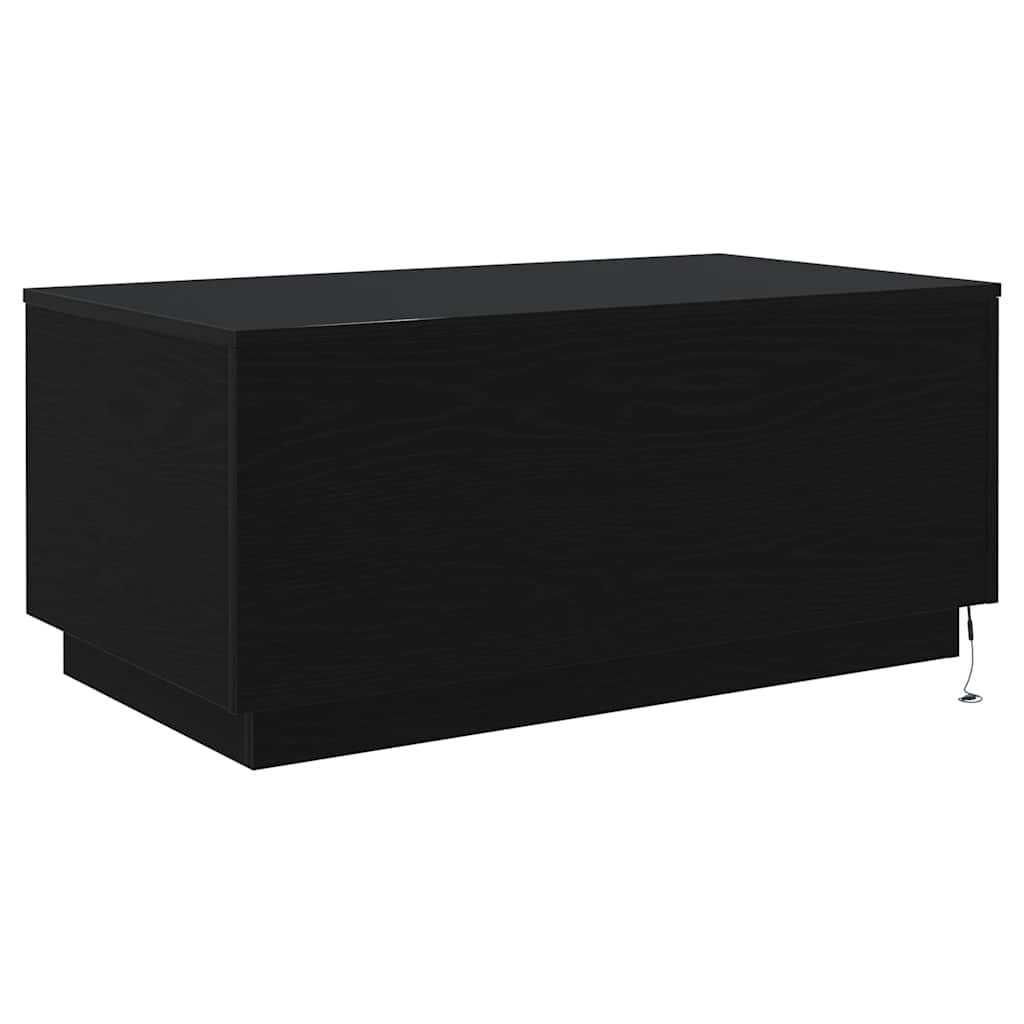 Tavolino da Soggiorno con Luci LED Rovere Nero 90x50x40 cm | homemem39