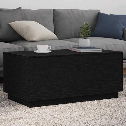 Tavolino da Soggiorno con Luci LED Rovere Nero 90x50x40 cm