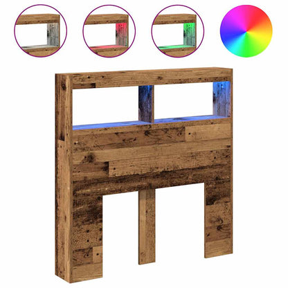 Testiera con Contenitore a LED Legno Antico 100x17x102 cm - homemem39