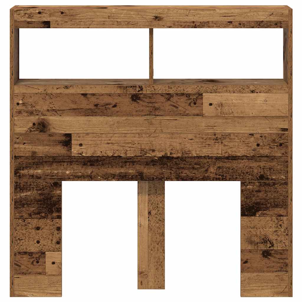 Testiera con Contenitore a LED Legno Antico 100x17x102 cm - homemem39