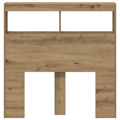 Testiera con Contenitore a LED Rovere Artigianale 100x17x102 cm - homemem39