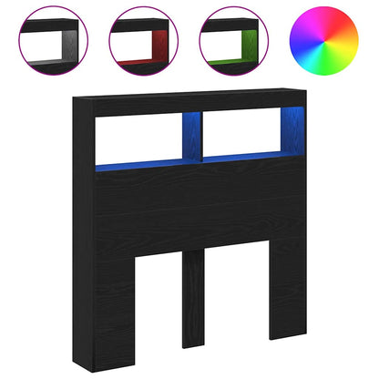 Testiera con Contenitore a LED Rovere Nero 100x17x102 cm - homemem39