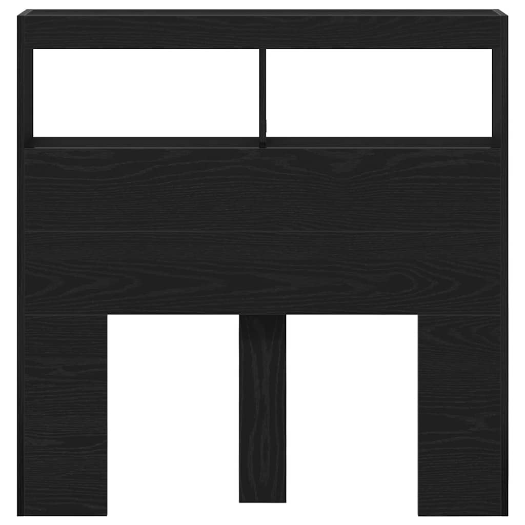 Testiera con Contenitore a LED Rovere Nero 100x17x102 cm - homemem39