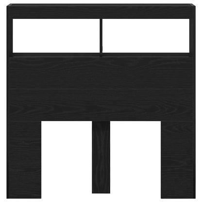 Testiera con Contenitore a LED Rovere Nero 100x17x102 cm - homemem39