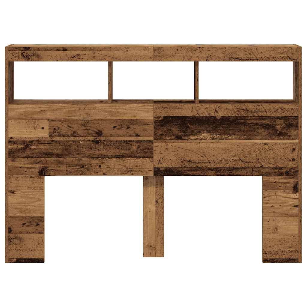 Testiera con Contenitore a LED Legno Antico 140x17x102 cm - homemem39