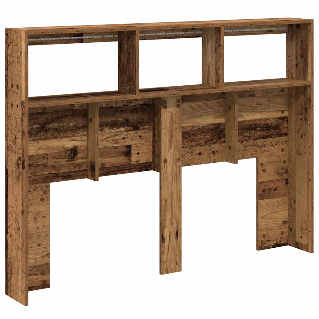 Testiera con Contenitore a LED Legno Antico 140x17x102 cm - homemem39