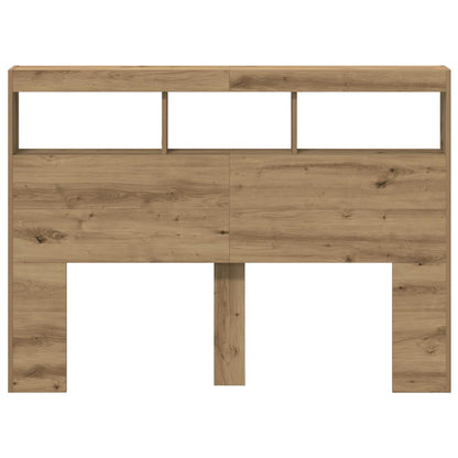 Testiera con Contenitore a LED Rovere Artigianale 140x17x102 cm - homemem39