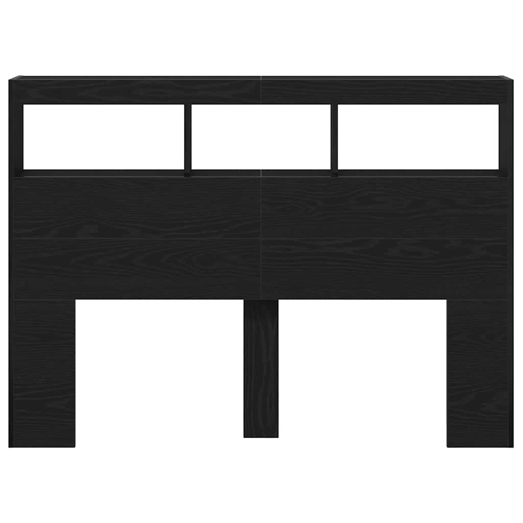 Testiera con Contenitore a LED Rovere Nero 140x17x102 cm - homemem39