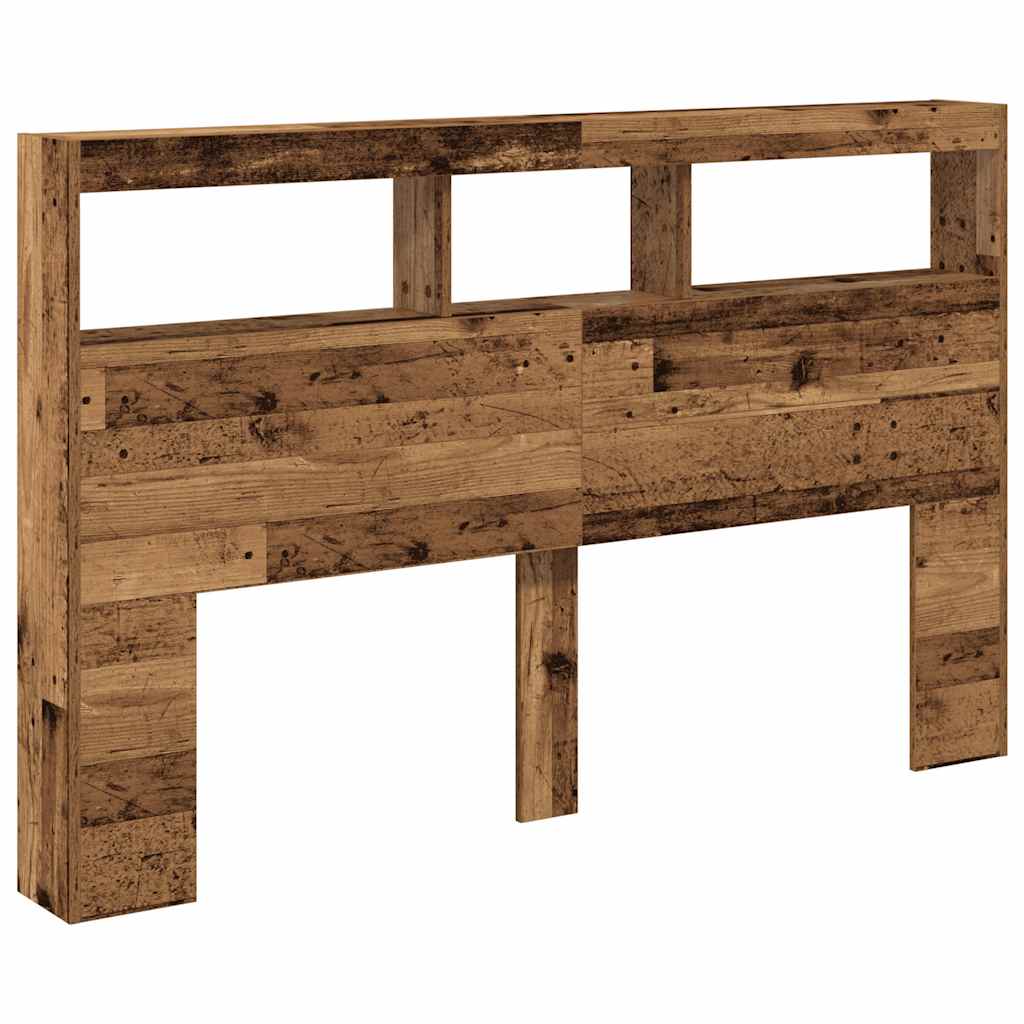 Testiera con Contenitore a LED Legno Antico 160x17x102 cm - homemem39