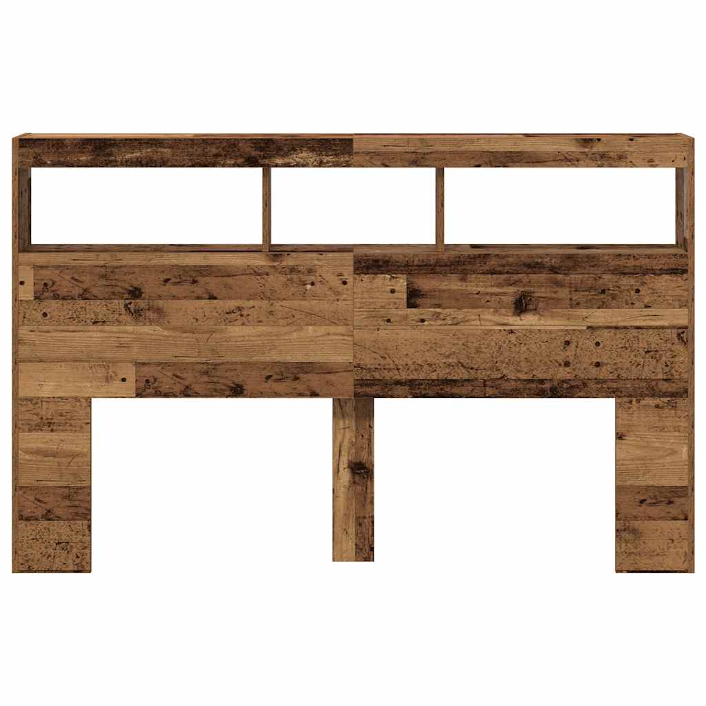 Testiera con Contenitore a LED Legno Antico 160x17x102 cm - homemem39