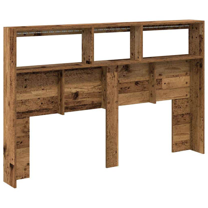 Testiera con Contenitore a LED Legno Antico 160x17x102 cm - homemem39