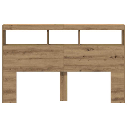 Testiera con Contenitore a LED Rovere Artigianale 160x17x102 cm - homemem39