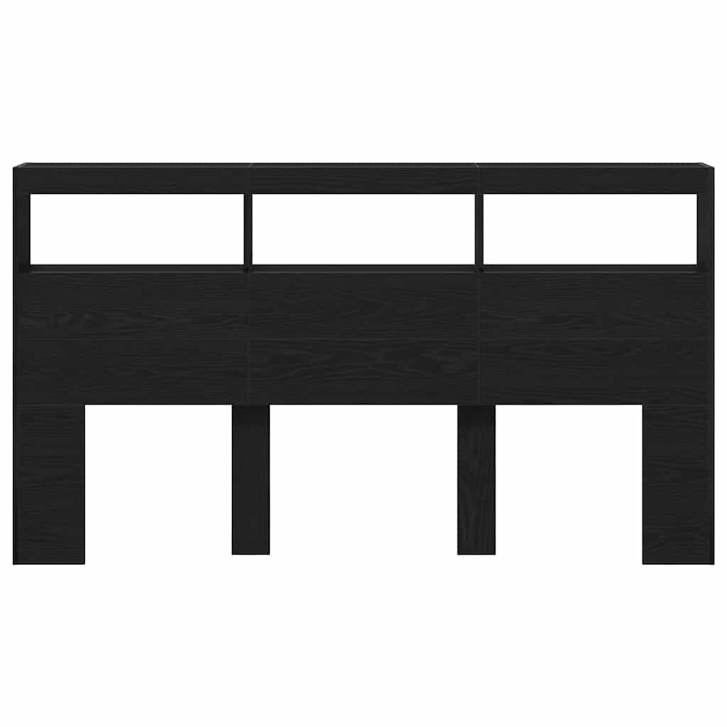 Testiera con Contenitore a LED Rovere Nero 180x17x102 cm - homemem39