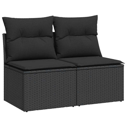 Set Divani da Giardino con Cuscini 2 pz Nero Polyrattan Acacia - homemem39