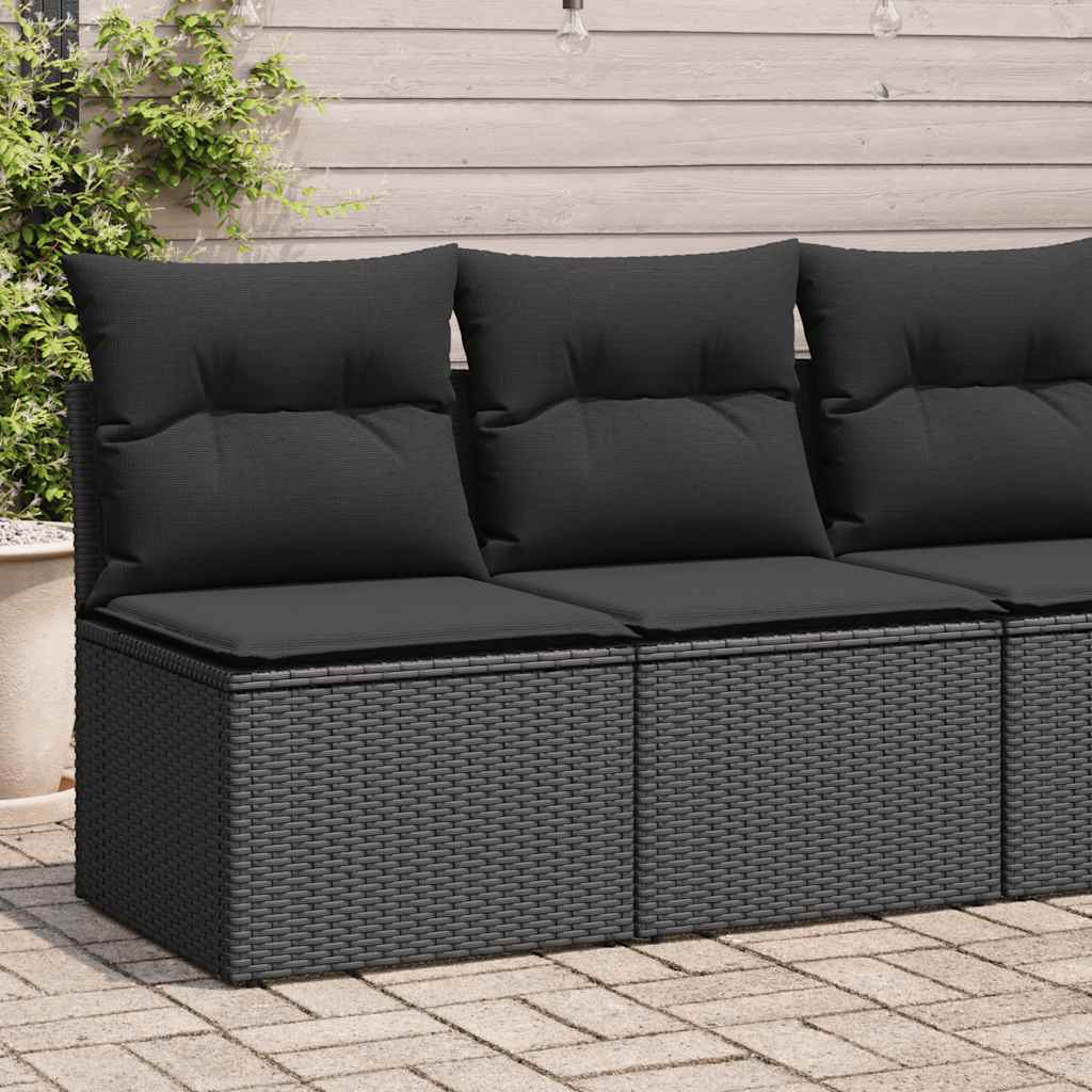 Set Divani da Giardino con Cuscini 2 pz Nero Polyrattan Acacia | homemem39
