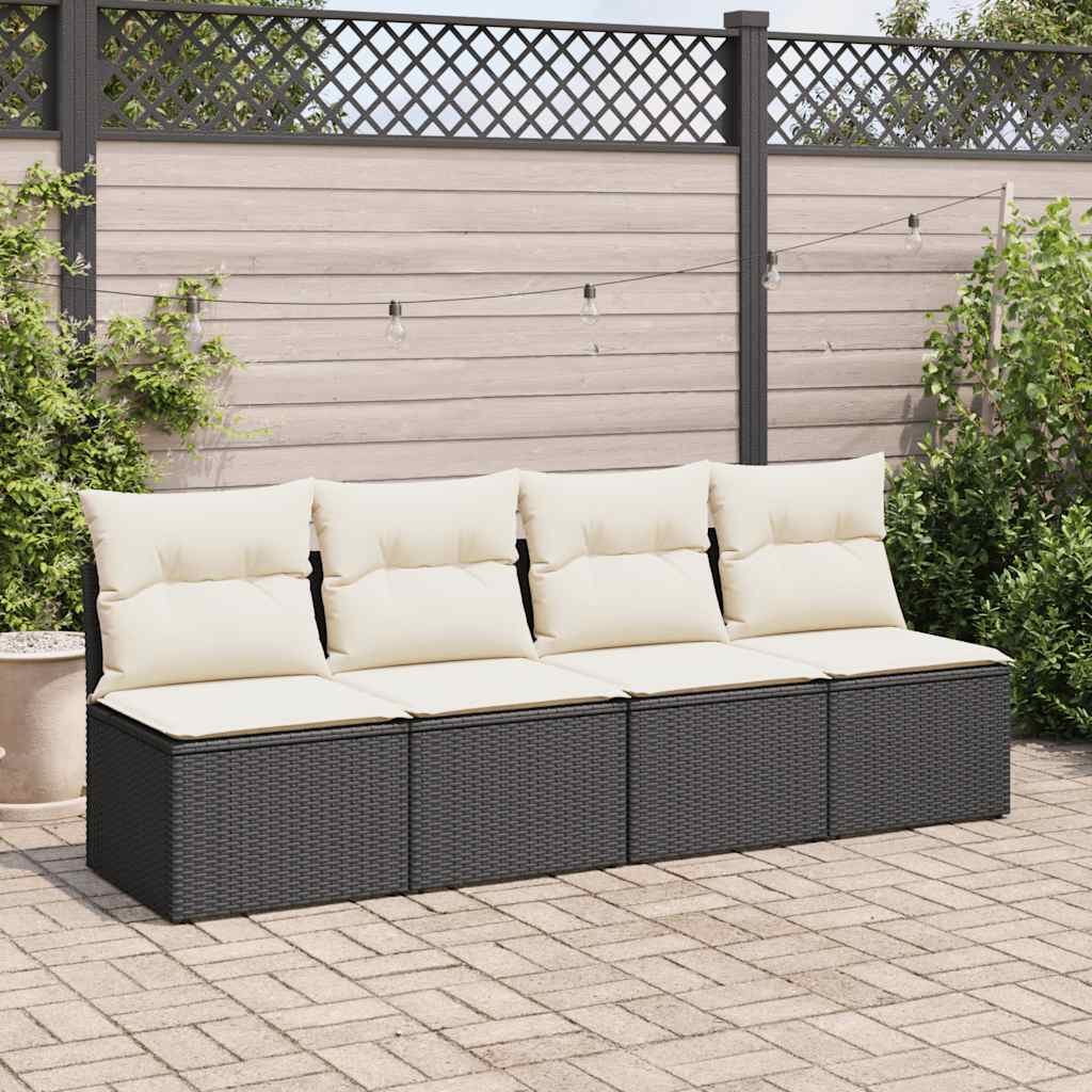 Set Divani da Giardino con Cuscini 2 pz Nero Polyrattan Acacia | homemem39