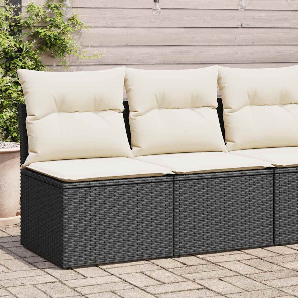 Set Divani da Giardino con Cuscini 2 pz Nero Polyrattan Acacia | homemem39