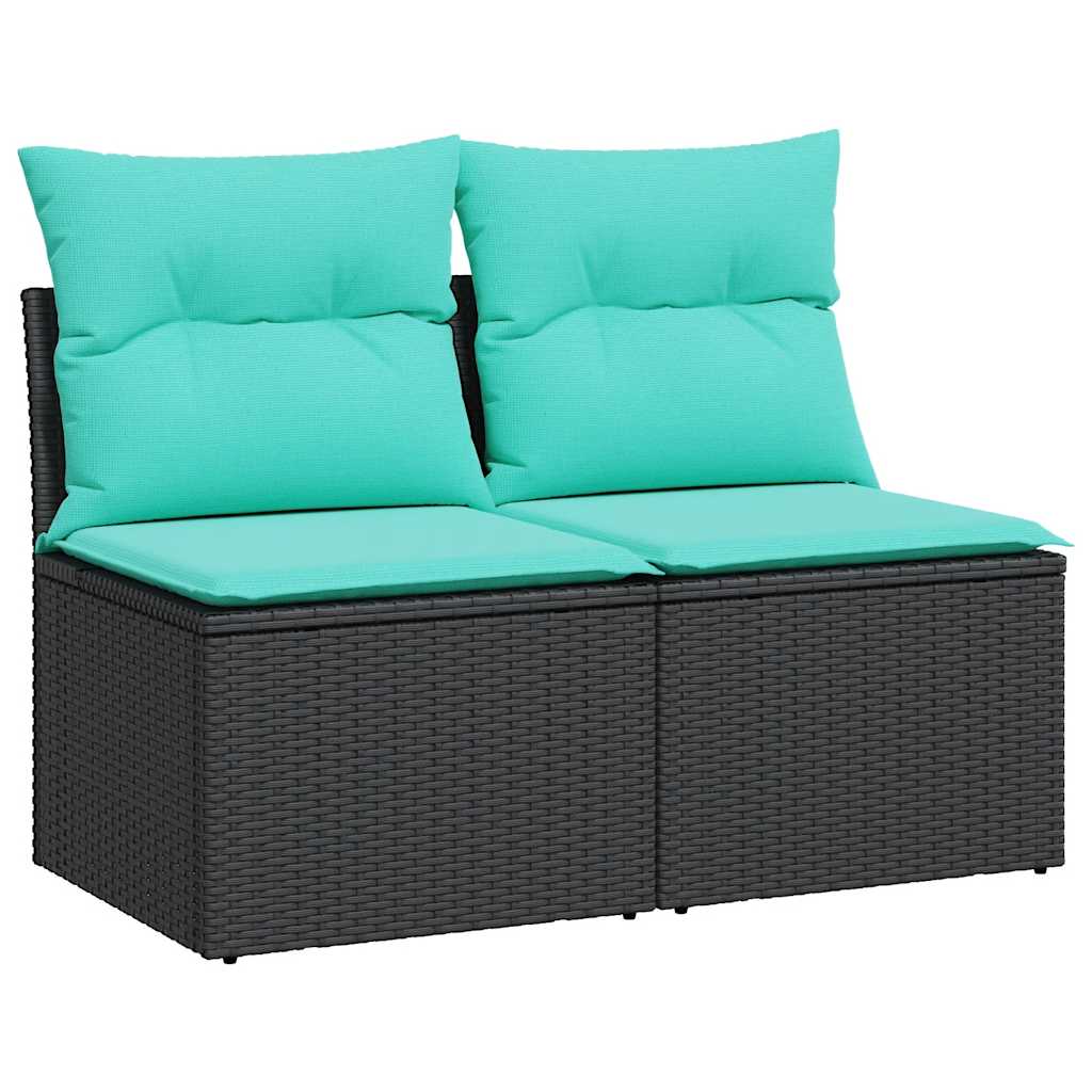 Set Divani da Giardino con Cuscini 2 pz Nero Polyrattan Acacia | homemem39