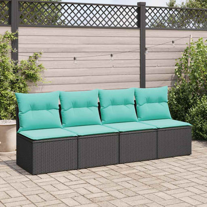 Set Divani da Giardino con Cuscini 2 pz Nero Polyrattan Acacia | homemem39