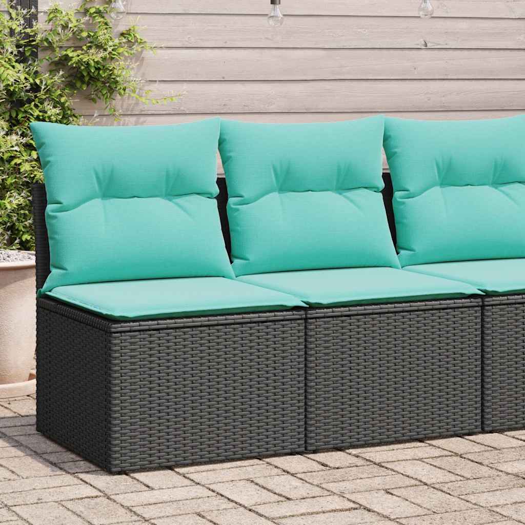 Set Divani da Giardino con Cuscini 2 pz Nero Polyrattan Acacia | homemem39
