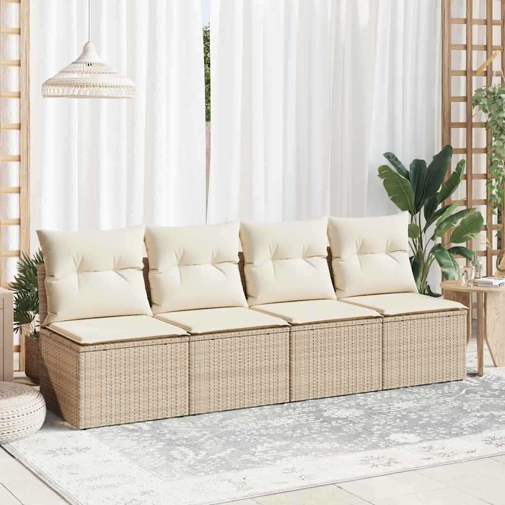 Set Divano da Giardino 2 pz con Cuscini Beige Polyrattan Acacia - homemem39