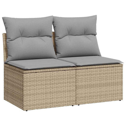 Set Divano da Giardino 2 pz con Cuscini Beige Polyrattan Acacia | homemem39