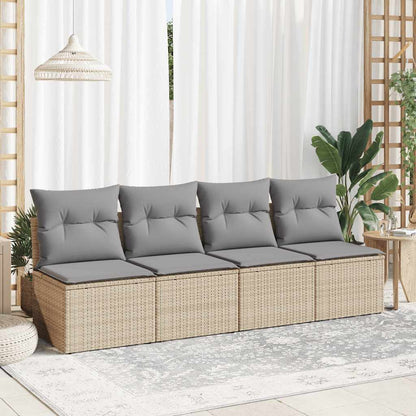 Set Divano da Giardino 2 pz con Cuscini Beige Polyrattan Acacia | homemem39