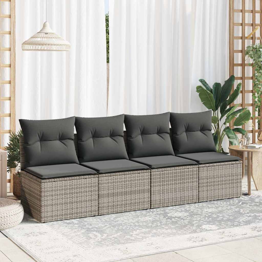 Set Divano Giardino 2 pz con Cuscini Grigio Polyrattan Acacia - homemem39