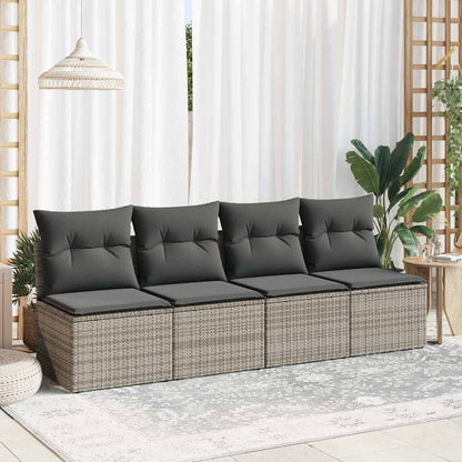 Set Divano Giardino 2 pz con Cuscini Grigio Polyrattan Acacia - homemem39