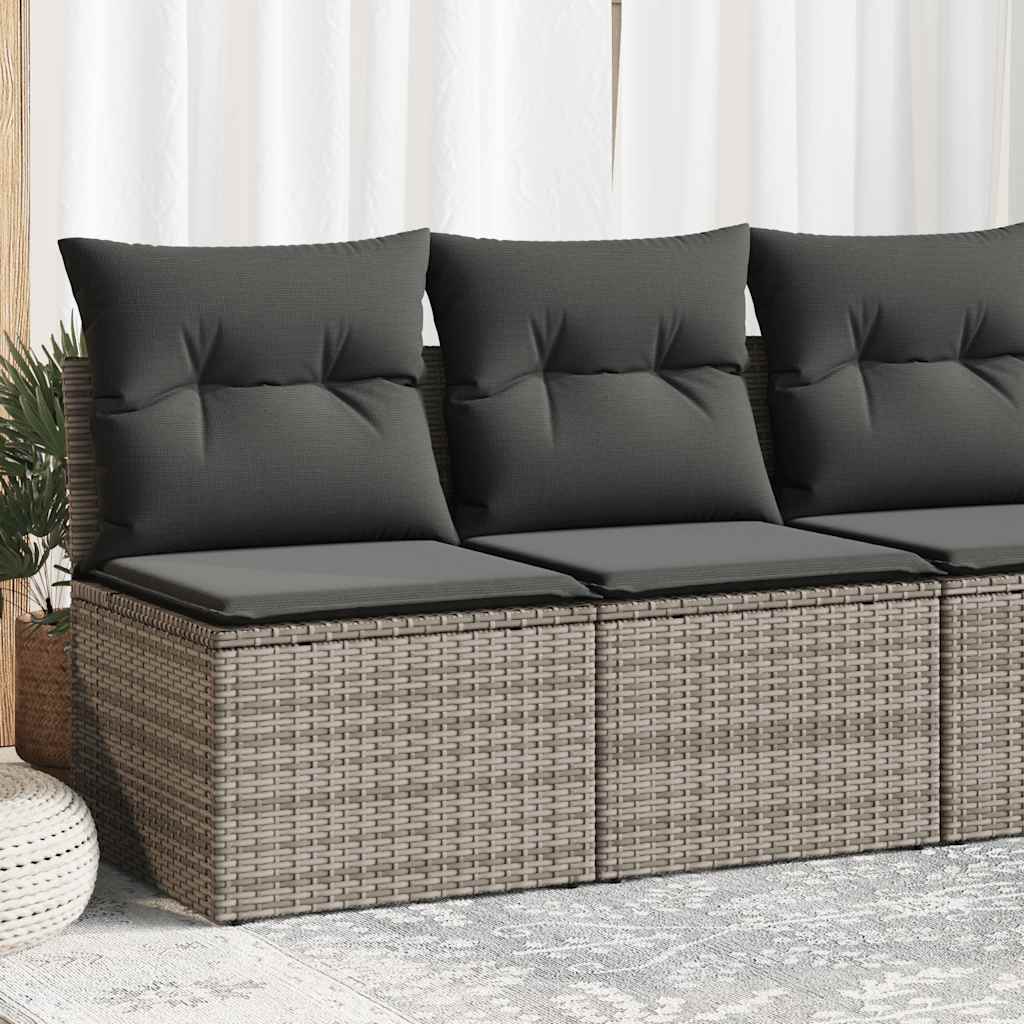 Set Divano Giardino 2 pz con Cuscini Grigio Polyrattan Acacia | homemem39