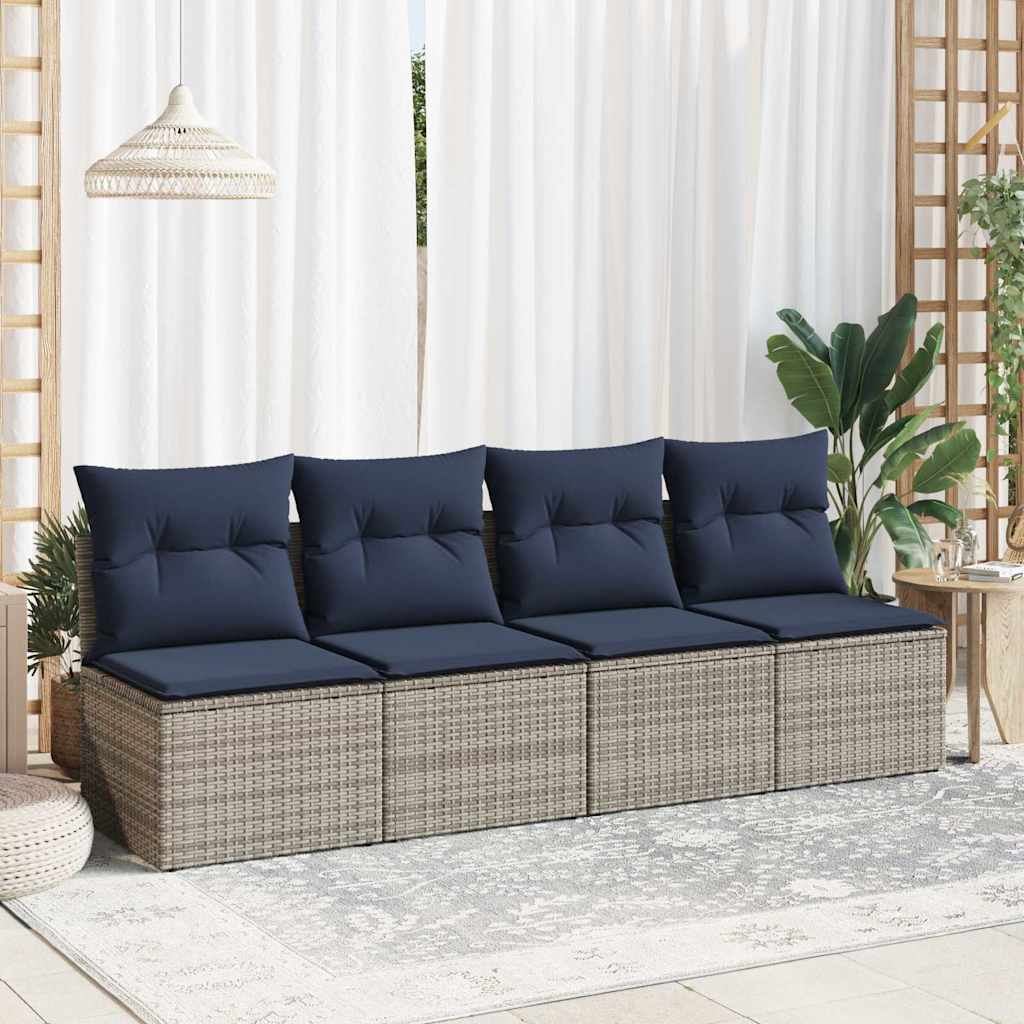 Set Divano Giardino 2 pz con Cuscini Grigio Polyrattan Acacia | homemem39