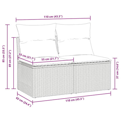 Set Divano Giardino 2 pz con Cuscini Grigio Polyrattan Acacia | homemem39