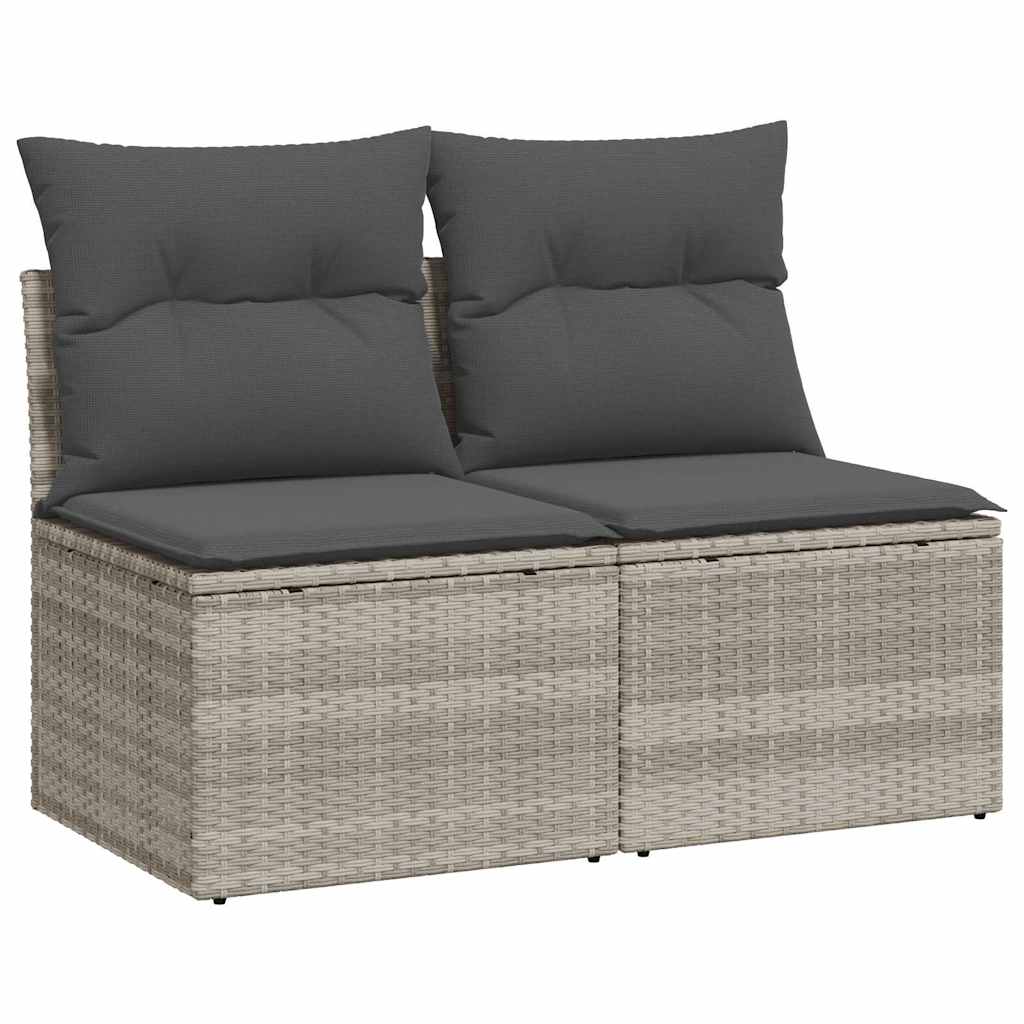 Divano Giardino 2pz con Cuscini Grigio Chiaro Polyrattan Acacia | homemem39