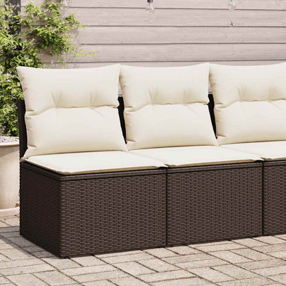 Set Divano Giardino 4 pz con Cuscini Marrone Polyrattan Acacia - homemem39