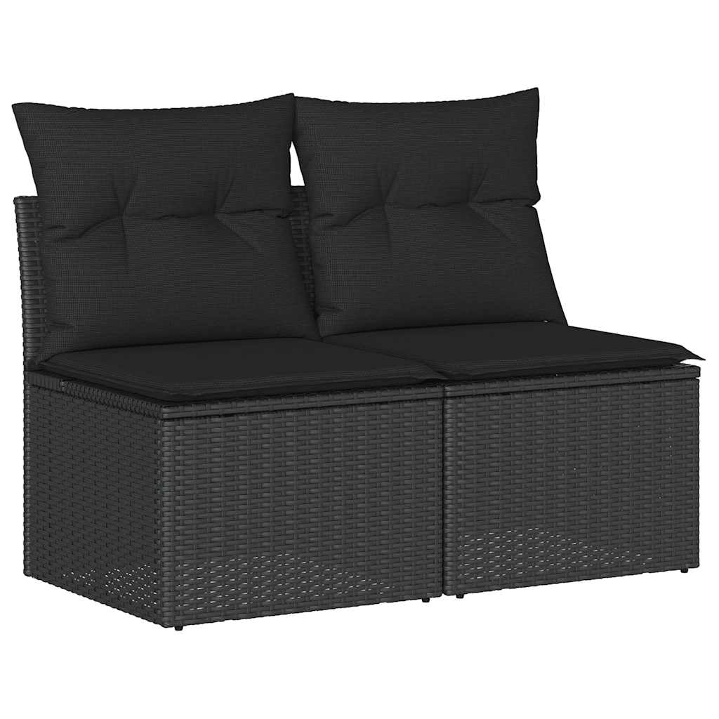 Set Divani da Giardino con Cuscini 2 pz Nero Polyrattan Acacia | homemem39