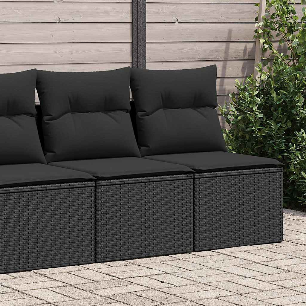 Set Divani da Giardino con Cuscini 2 pz Nero Polyrattan Acacia | homemem39