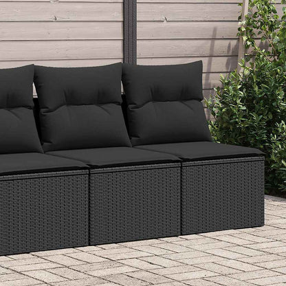 Set Divani da Giardino con Cuscini 2 pz Nero Polyrattan Acacia | homemem39